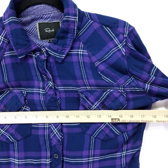 RAILS Plaid Button Up Shirt Size Small Purple Lightweight Flannel Pockets - Picture 7 of 14